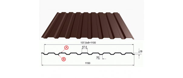 Профнастил коричневый оцинкованный  RAL 8017 С-20 купить недорого в Птичном